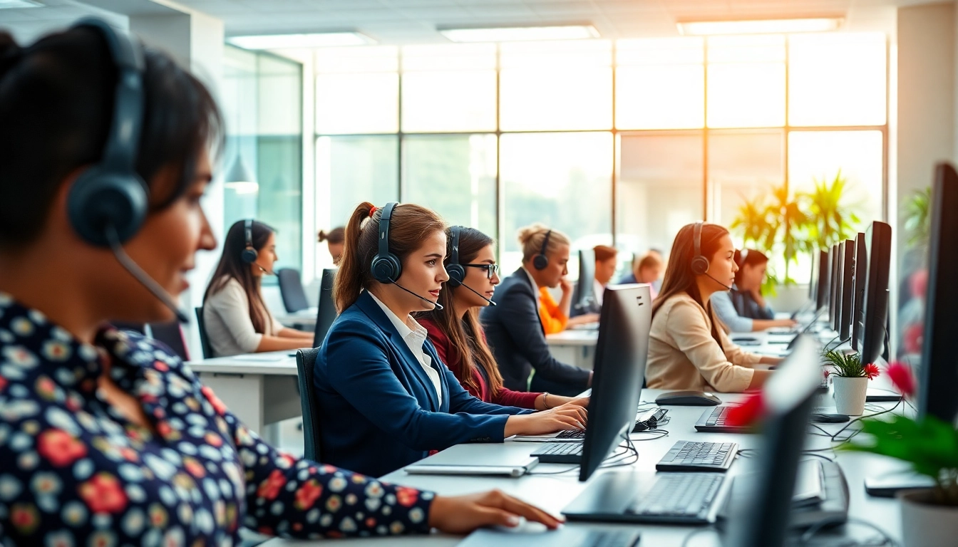 Engaged agents at a call center in Tijuana provide professional service with modern technology.