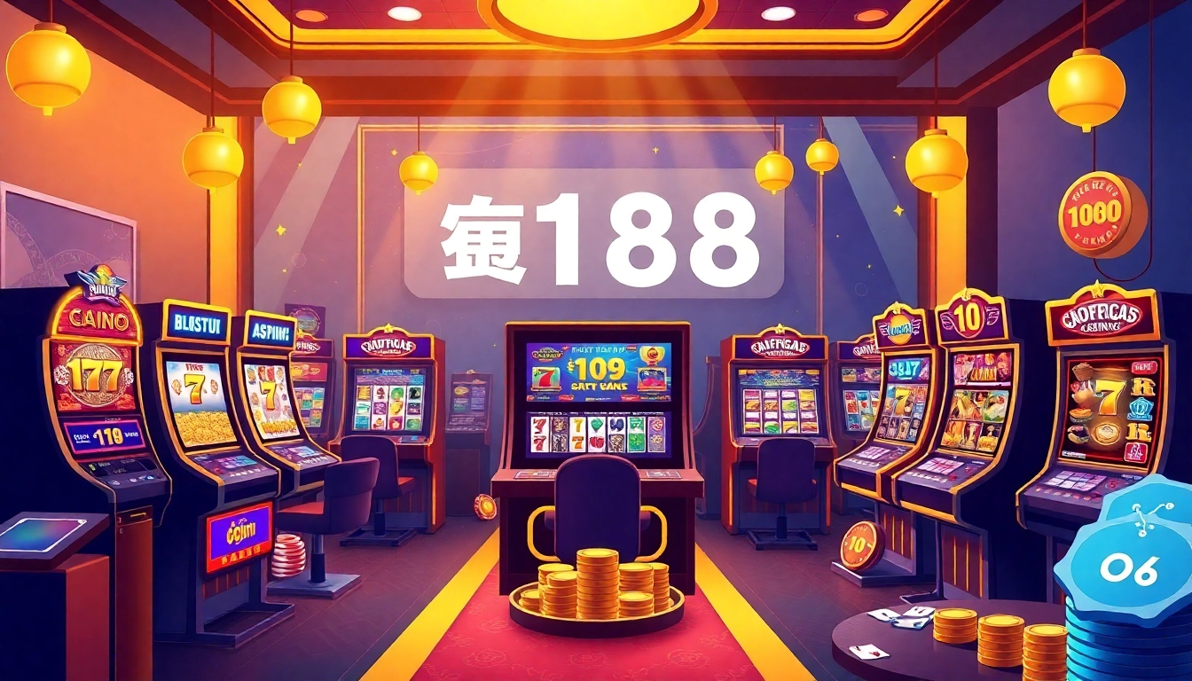 Experience thrilling gaming with สล็อต168, showcasing a lively online casino environment filled with diverse slot machines.