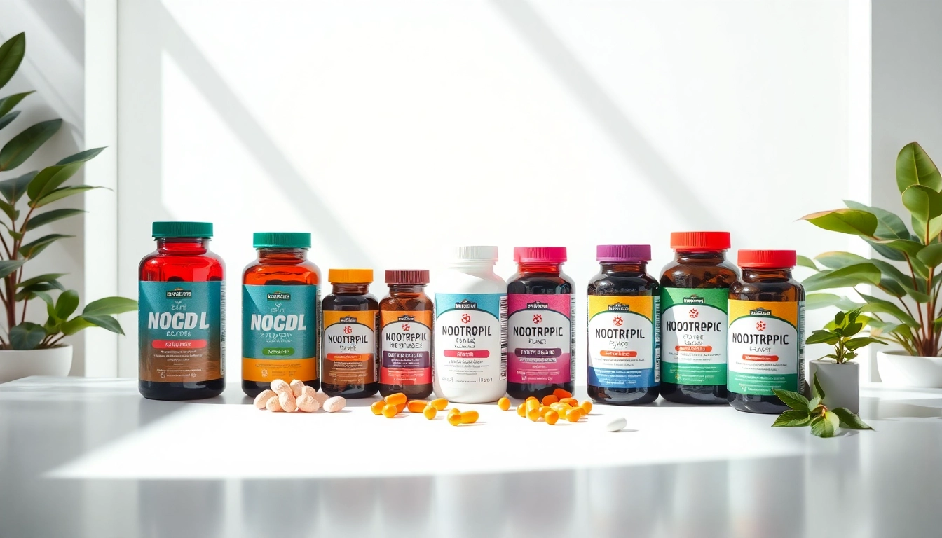 Showcasing vibrant Nootropics supplements enhancing cognitive health and wellness.