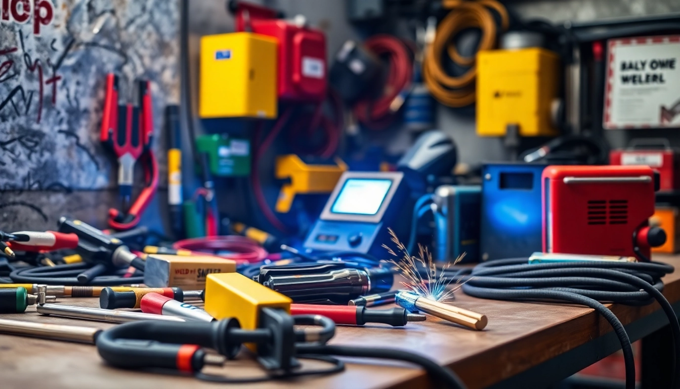 Find essential welding supplies near me with this detailed image of high-quality tools and safety gear.