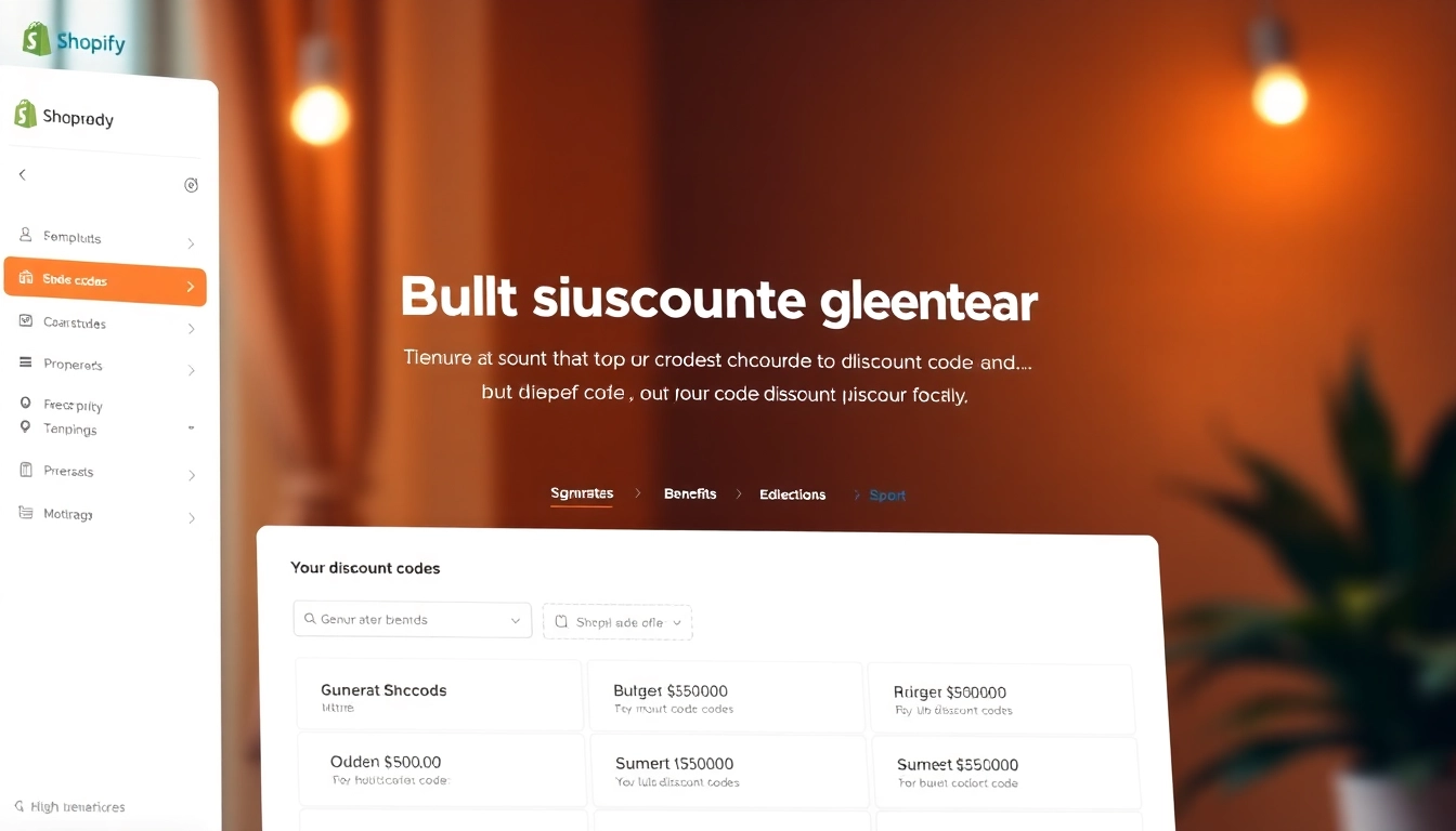 Shopify bulk discount code generator interface with vibrant visuals enabling quick code creation.