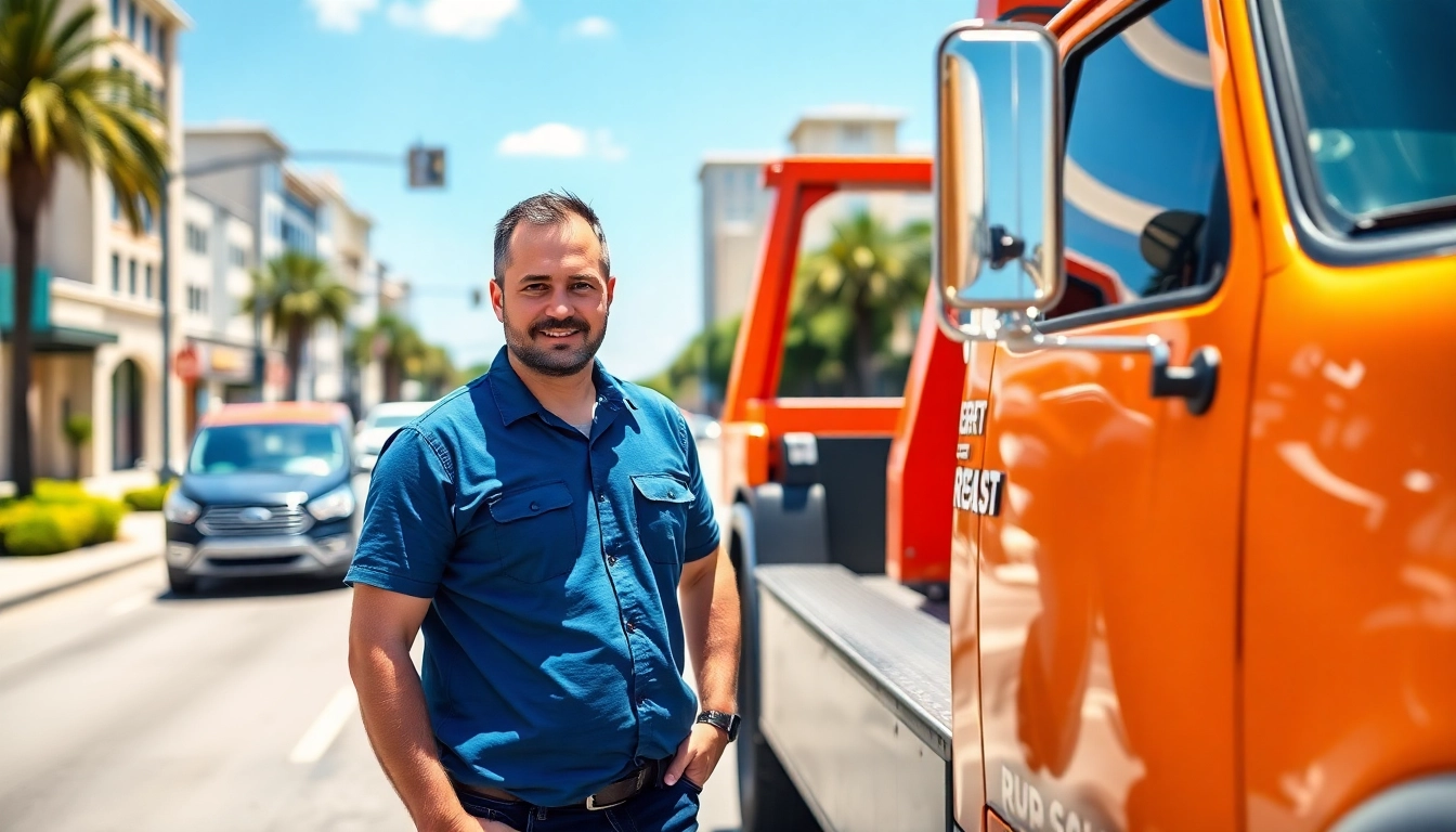 The Best towing company Tampa services available with a skilled driver aiding a motorist in need.