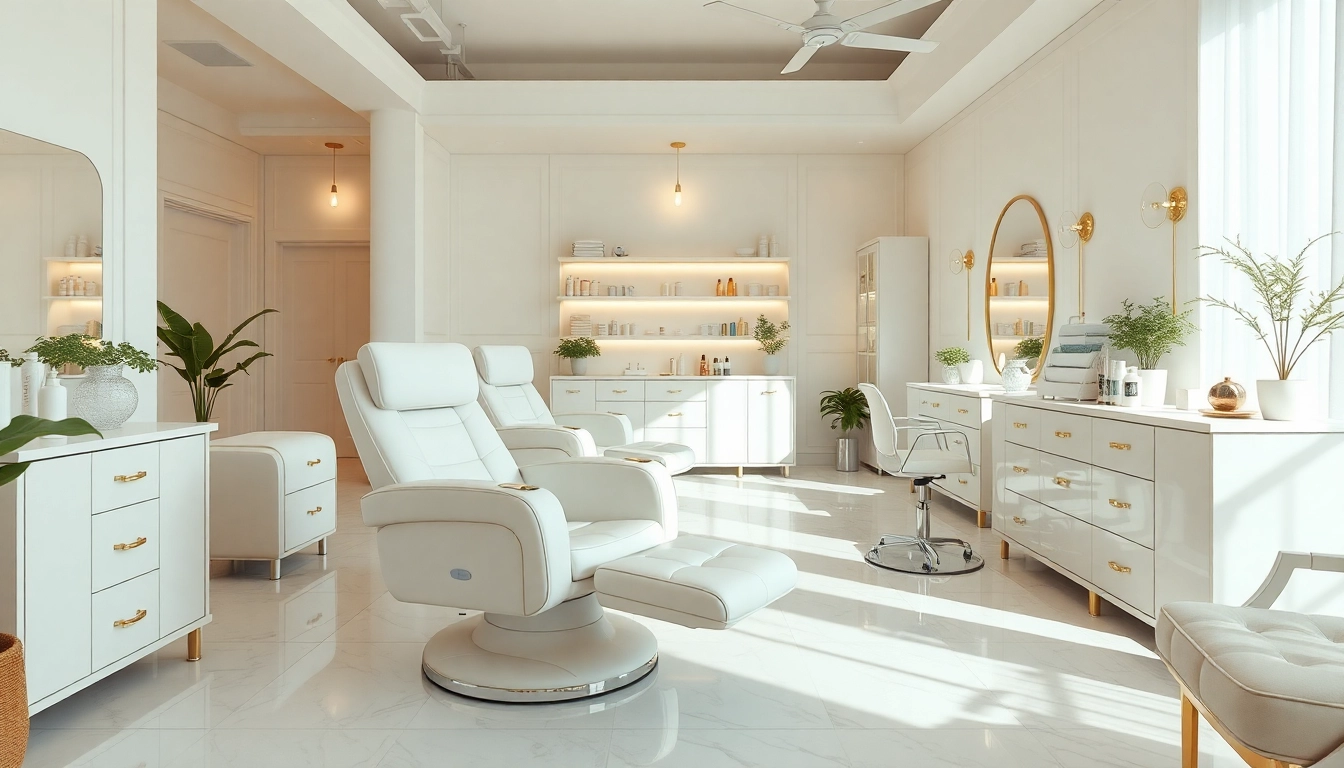 Gestalten Sie Ihre kosmetikstudio Einrichtung mit eleganter Möbelierung und einem einladenden Ambiente.