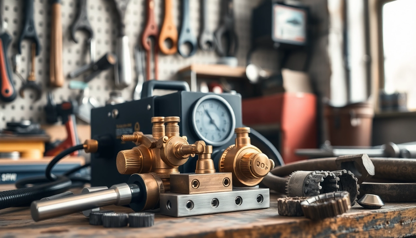 Showcase of an oxy acetylene welding kit set against a workshop backdrop, highlighting high-quality tools.