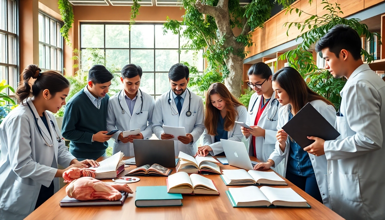 Medizinstudium ohne NC: Studierende in einem modernen Lernumfeld während einer Gruppenarbeit.