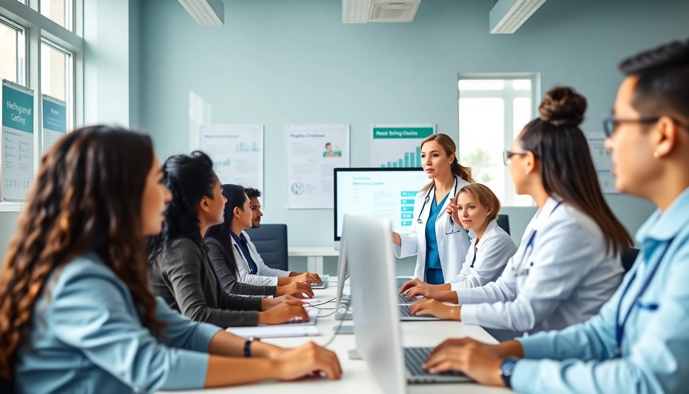 Learn about medical billing coding certification in a professional classroom environment.