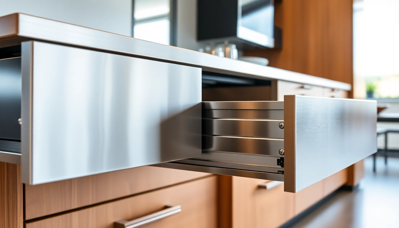 Showcasing a Metal Drawer System with stylish finishes and smooth functionality in a modern setting.
