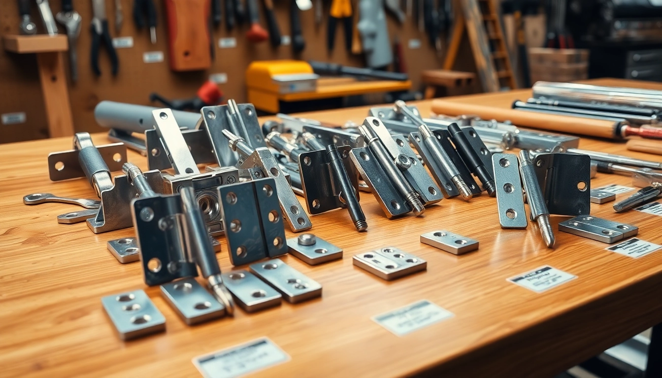 Showcase of diverse hinges from a Hinge Supplier, highlighting unique features and quality finishes.