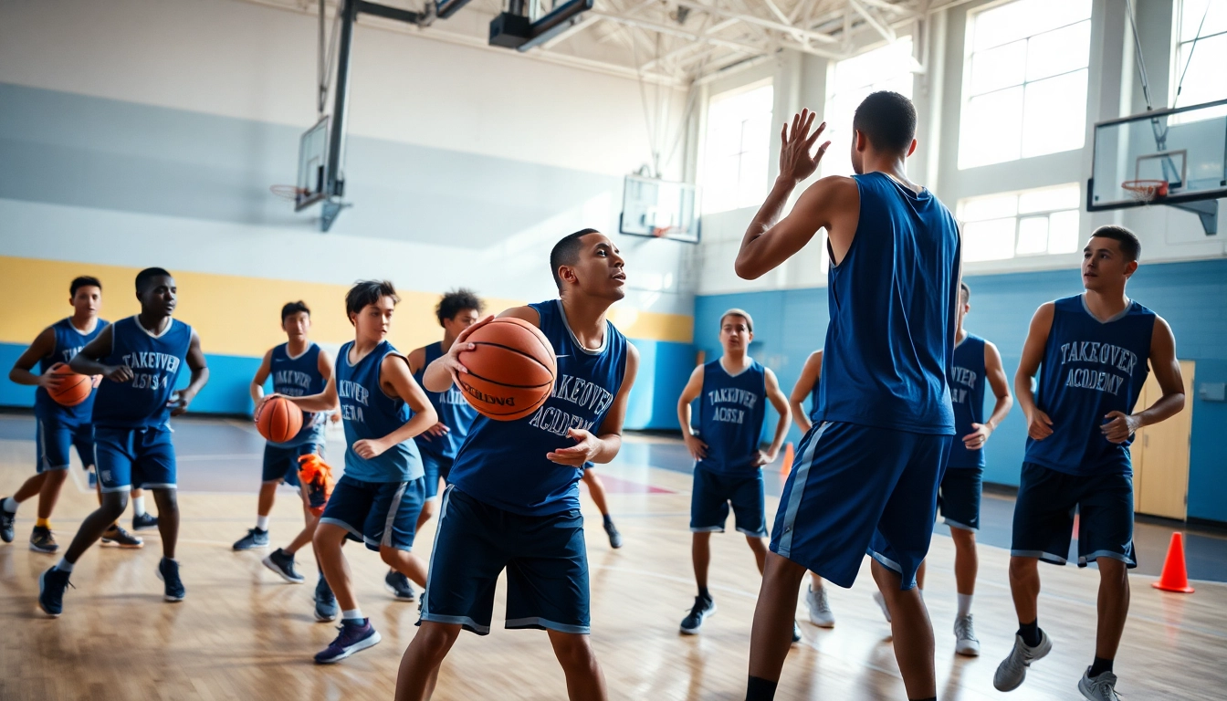 Engaged youth players showcase skills at Takeover Basketball Academy training session.