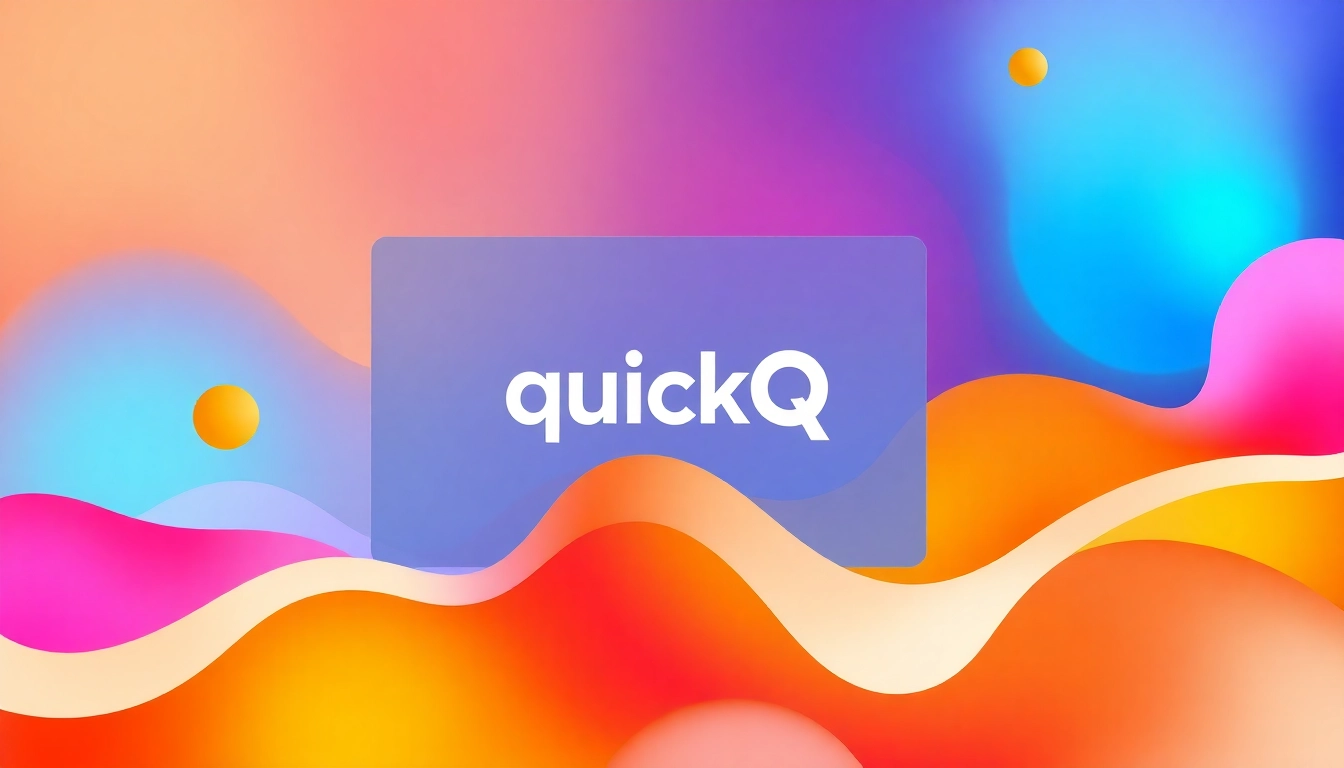 Engage with the quickq官网 platform through a visually appealing desktop interface design showcasing its features.