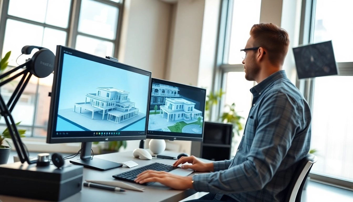 3d visualisierung in einem modernen Studio mit einem digitalen Architekturmodell
