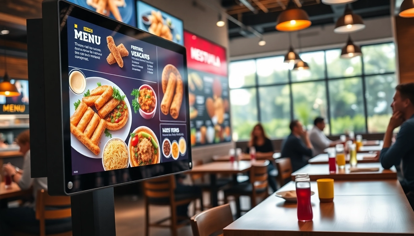Engaging digital signage for restaurants showcasing vibrant menus and promotions.