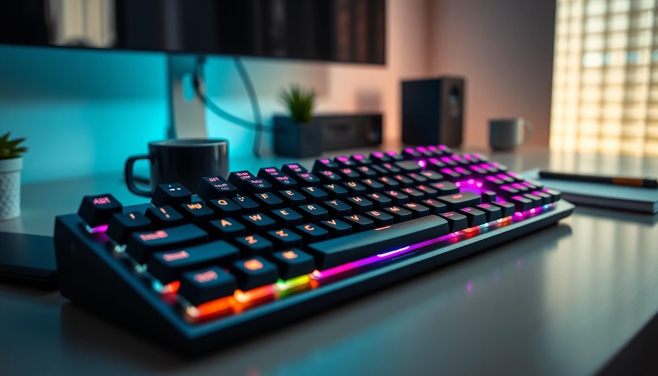 Type on a vibrant, illuminated Keyboard showcasing modern design and features.
