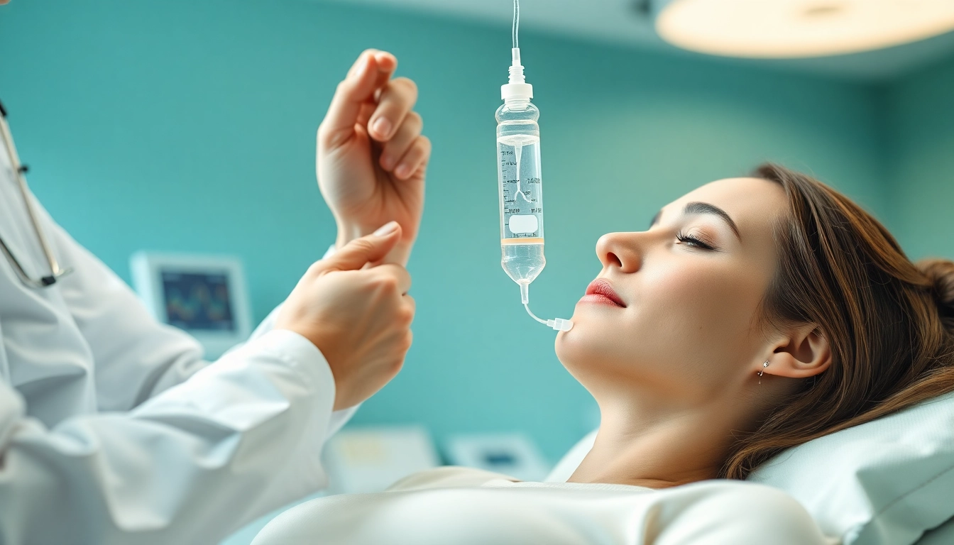Administering IV Therapy in a professional healthcare setting, showcasing a calm experience.