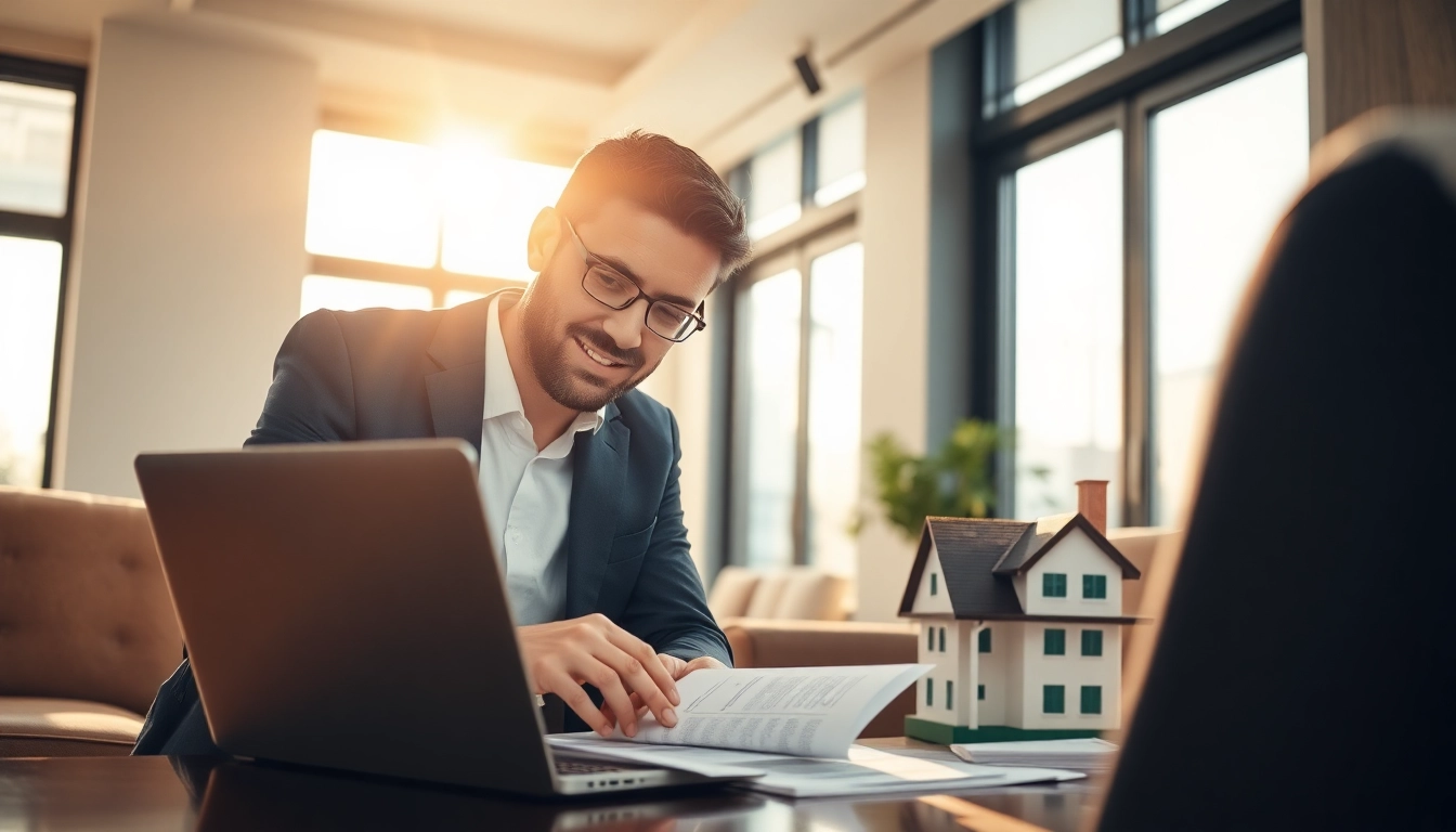 Helping clients buy my property fast with a welcoming real estate agent in a modern office.