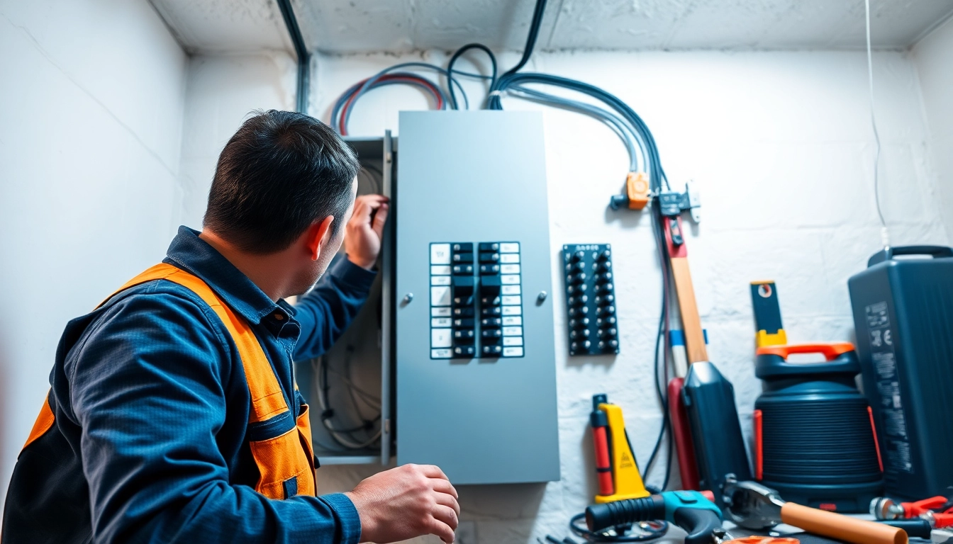 Technician installing an Electrical Panel in a modern residential setting.