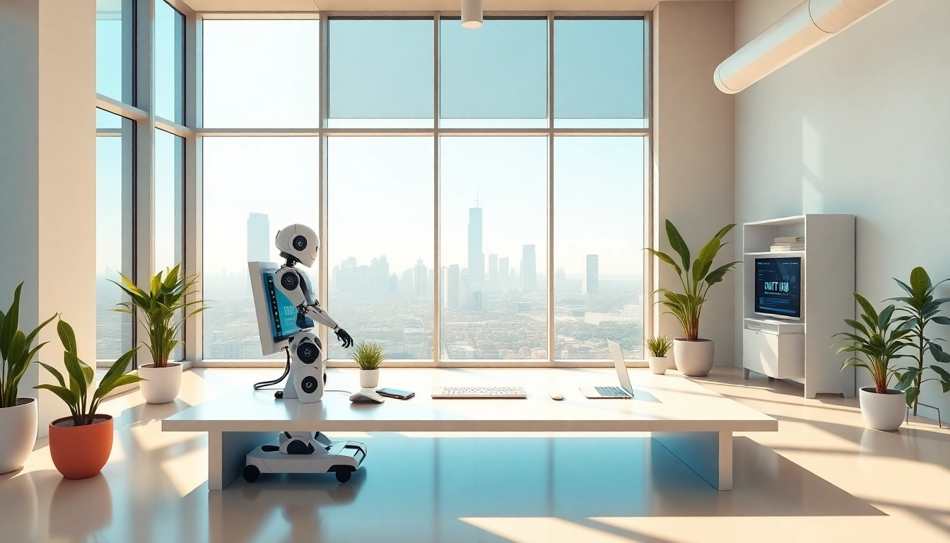 Engaging chatgpt chatbot interface showcased in a modern office, demonstrating innovative technology.