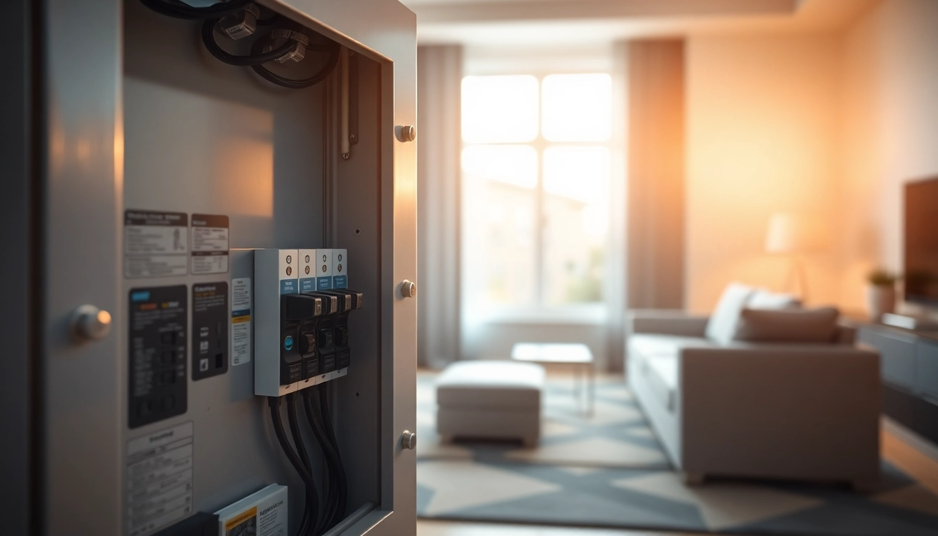 Examine the electrical panel showcasing labeled circuit breakers in a modern home.