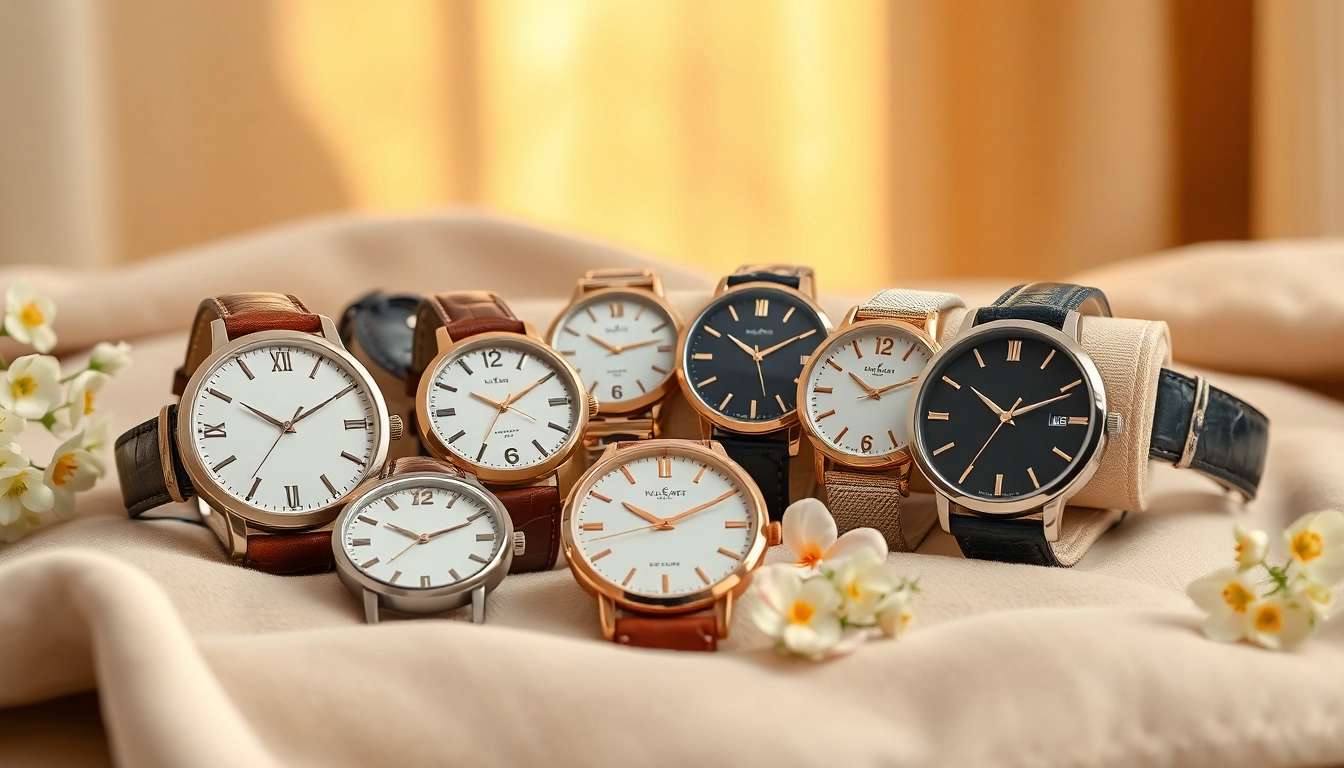 Damen Armbanduhren in eleganter Präsentation auf samtigem Untergrund mit vielseitigen Designs.