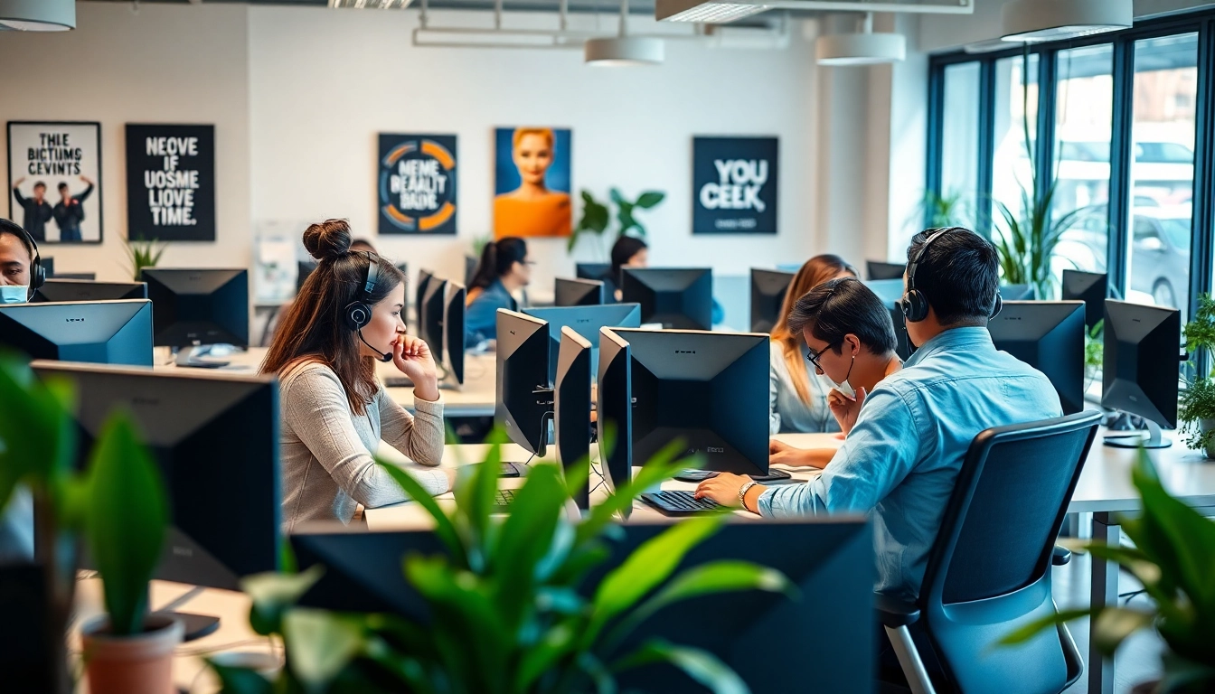 Collaborative workspace of a call center in Tijuana with bilingual agents working efficiently.