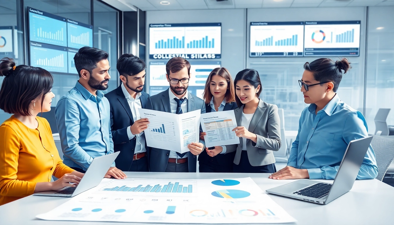 Analyze strategies to find competitor pricing with a group of business professionals in a modern office