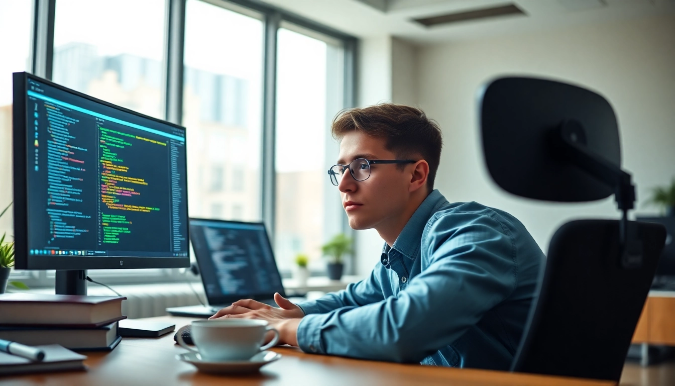 Engaged beginner learning PHP course for beginners in a modern programming environment.