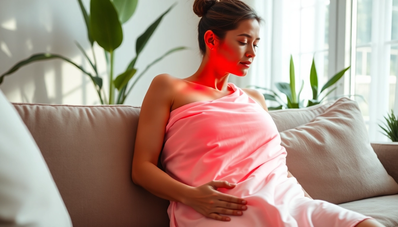 Experience the soothing effects of red light therapy bodywrap for pain relief and relaxation.