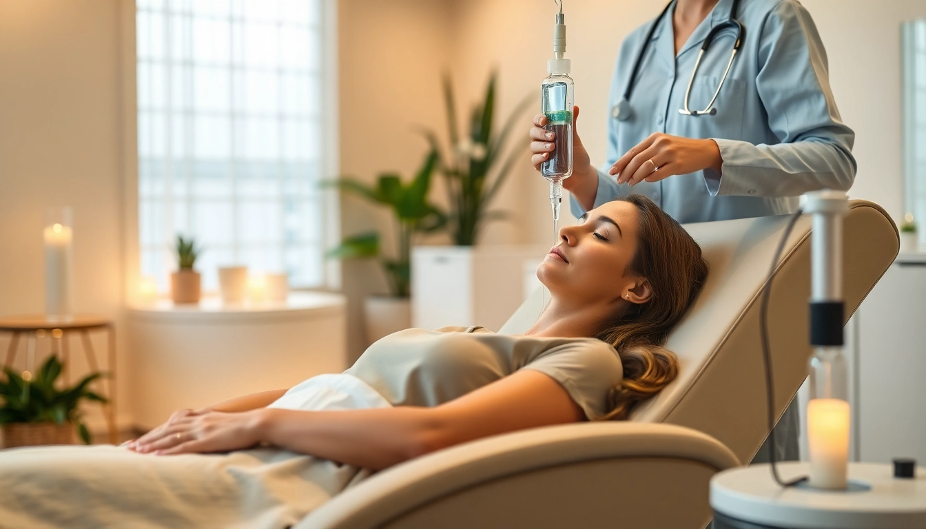 Administering Vitamin Drips for wellness in a serene spa environment.