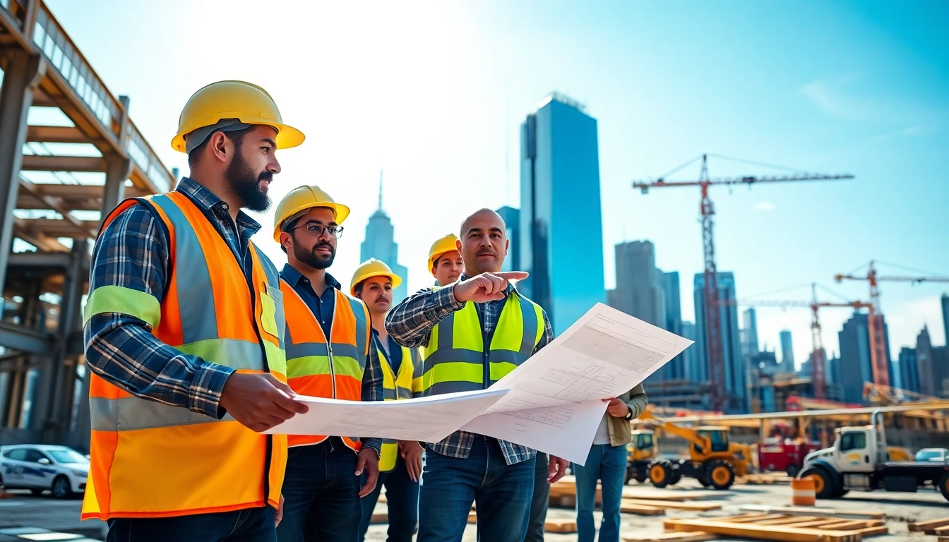 Contractors collaborating at a construction site, showcasing New York Commercial General Contractor services.
