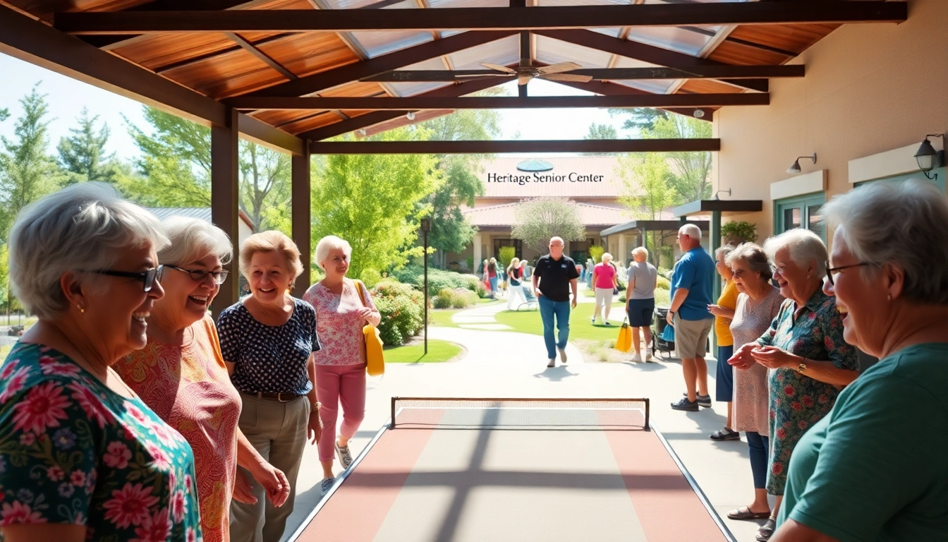 Engaged seniors at Heritage Senior Center Henderson NV enjoying various activities outdoors.